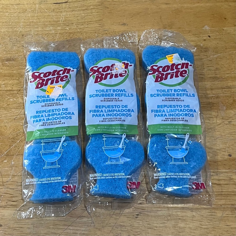 Scotch-Brite Toilet Bowl Scrubber Refills 3 Packs of 3 Built-In Cleaner Blue 3M